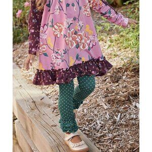Matilda Jane Girls Community Garden Legging Size 12-18 months Green Polka Dot Ru
